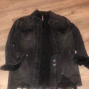 Free people moonchild distressed shirt jacket